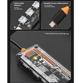 5in1 Type-c To USB3.0 + USB2.0 + Type-c PD 100W + HDMI + Ethernet Çoğaltıcı Transparan Hub - 5