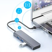 ADS-309C 4in1 Type-C to USB + Type-C Hub Adaptör Çevirici Dönüştürücü Çoğaltıcı  (Füme) - 4