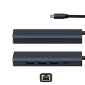 BYL-2302 5 IN 1 Type-C To USB Dönüştürücü Çoğaltıcı Hub (Füme) - 3