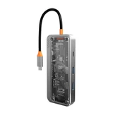 8in1 Type-c To USB3.0 + USB2.0 + Type-c + PD + HDMI + SD + TF + Ethernet Çoğaltıcı Transparan Hub - 1