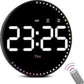 Trenstore 10 İnç Ev Dekorasyonu Yuvarlak LED Akıllı Kumandalı Takvim Duvar Saati - 6