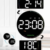 Trenstore 10 İnç Ev Dekorasyonu Yuvarlak LED Akıllı Kumandalı Takvim Duvar Saati - 7