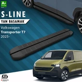 S-Dizayn Volkswagen Transporter T7 Kısa Şase S-Line Siyah Yan Basamak 223 Cm 2025 Üzeri A+ Kalite thumbnail 1