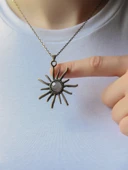 Doğal Taş Pembe Kuvars Doğal Taşlı Güneş Desen Kadın Doğal Taş Otantik Kolye euk7pk - 1
