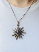 Doğal Taş Ametist Doğal Taşlı Güneş Desen Kadın Doğal Taş Otantik Kolye euk7amt thumbnail 2