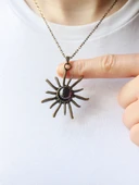 Doğal Taş Ametist Doğal Taşlı Güneş Desen Kadın Doğal Taş Otantik Kolye euk7amt thumbnail 1