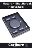 Özel Üretim Uzun Süre Soğuk Tutan Kahve Çelik Kutulu 1 Matara 4 Shot Bardak Hediye Seti - 1