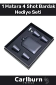Özel Üretim Uzun Süre Soğuk Tutan Kahve Çelik Kutulu 1 Matara 4 Shot Bardak Hediye Seti - 1