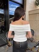 Madonna yaka sıfır kol bluz - 5