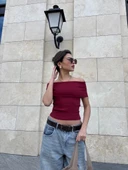 Madonna yaka sıfır kol bluz - 2