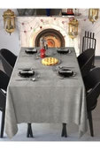 Açık Gri Dikdörtgen, Kadife Dokulu, Dertsiz, Masa Örtüsü - 2