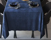 Lacivert Renk Dikdörtgen, Kadife Dokulu, Dertsiz, Masa Örtüsü - 2