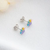 Vaoov 925 Ayar Gümüş Renkli Mineli Pati Küpe thumbnail 4