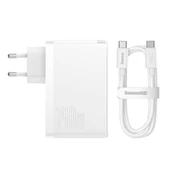 Baseus GaN5 Pro 140W Fast Charger 2 Type-C+1 USB PD Ultra Hızlı Şarj Aleti+Baseus Şarj Kablosu (Beyaz) - 2