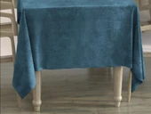 Petrol Mavi Renk Dikdörtgen, Kadife Dokulu, Dertsiz, Masa Örtüsü - 2