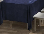 Lacivert Renk Dikdörtgen, Kadife Dokulu, Dertsiz, Masa Örtüsü - 3