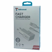 Teknonet TN-HCH01 10W 2100 mAh Micro Kablo + Şarj Aleti (Beyaz) - 2