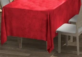 Kırmızı Renk Dikdörtgen, Kadife Dokulu, Dertsiz, Masa Örtüsü - 2