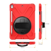 iPad Air 3 10.5 inc Uyumlu Defender Standlı Zırhlı Silikon Tablet Kılıfı (Kırmızı) - 2