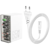 Hoco N36 PD65W Type-C + USB-A 6 Girişli Masaüstü Şarj İstasyonu (Beyaz) - 1