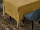 Koyu Hardal Renk Dikdörtgen, Kadife Dokulu, Dertsiz, Masa Örtüsü - 1