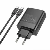 HOCO C127A PD45W(1C3A) Hızlı Şarj Aleti + Type-C to Type-C Kablo Seti (Siyah) - 4