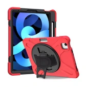 iPad Mini 6 (2021) / Mini 7 (2024) Uyumlu Defender Standlı Zırhlı Silikon Tablet Kılıfı (Kırmızı) - 1