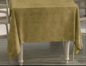 Koyu Hardal Renk Dikdörtgen, Kadife Dokulu, Dertsiz, Masa Örtüsü - 2