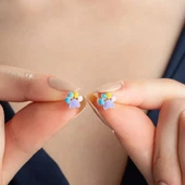 Vaoov 925 Ayar Gümüş Renkli Mineli Pati Küpe thumbnail 3