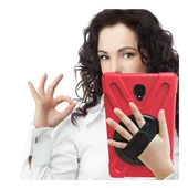 Samsung Galaxy Tab A 10.5 2018 T590-T595-T597 Uyumlu Defender Standlı Zırhlı Silikon Tablet Kılıfı (Kırmızı) thumbnail 4