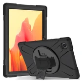 Samsung Galaxy Tab A7 10.4 SM-T500-T505-T507 Defender Standlı Zırhlı Silikon Tablet Kılıfı (Siyah) - 1
