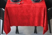 Kırmızı Renk Dikdörtgen, Kadife Dokulu, Dertsiz, Masa Örtüsü - 3