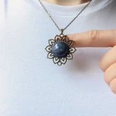Doğal Taş Lapis Doğal Taşlı Otantik Kadın Kolye 45 Cm Zincirli euk19lps2 - 1