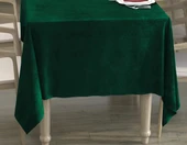 Zümrüt Yeşil Renk Dikdörtgen, Kadife Dokulu, Dertsiz, Masa Örtüsü - 2