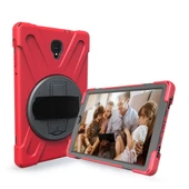 Samsung Galaxy Tab A 10.5 2018 T590-T595-T597 Uyumlu Defender Standlı Zırhlı Silikon Tablet Kılıfı (Kırmızı) thumbnail 1