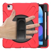iPad Pro 13 2024 Uyumlu Defender Standlı Zırhlı Silikon Tablet Kılıfı (Kırmızı) - 2