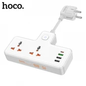 HOCO AC12A 2500W 2 Priz + 3 USB + 30W Type-C Multifonksiyonel Priz Çoğaltıcı Şarj Aleti (Beyaz) - 1