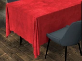 Kırmızı Renk Dikdörtgen, Kadife Dokulu, Dertsiz, Masa Örtüsü - 1