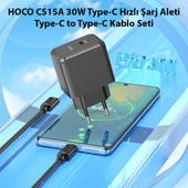 HOCO CS15A 30W Type-C Şarj Aleti + Type-C to iPhone Lightning Kablo Seti (Siyah) - 2