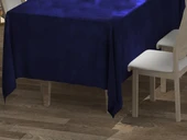 Parlement Mavi Renk Dikdörtgen, Kadife Dokulu, Dertsiz, Masa Örtüsü - 2