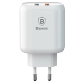 Baseus Bojure Series Dual-USB QC 3.0 18W Hızlı Şarj Aleti Başlık (Beyaz) - 1