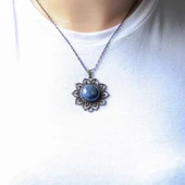 Doğal Taş Lapis Doğal Taşlı Otantik Kadın Kolye 45 Cm Zincirli euk19lps2 - 3