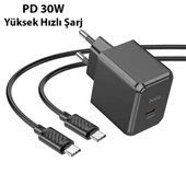 HOCO CS15A 30W Type-C Şarj Aleti + Type-C to iPhone Lightning Kablo Seti (Siyah) - 3