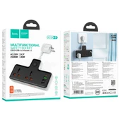 HOCO AC12A 2500W 2 Priz + 3 USB + 30W Type-C Multifonksiyonel Priz Çoğaltıcı Şarj Aleti (Siyah) - 4