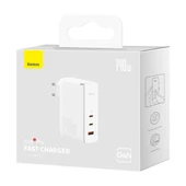 Baseus GaN5 Pro 140W Fast Charger 2 Type-C+1 USB PD Ultra Hızlı Şarj Aleti+Baseus Şarj Kablosu (Beyaz) - 4