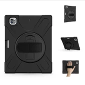 İpad Pro 11 İnch (2021-2020-2018) Uyumlu Defender Standlı Zırhlı Silikon Tablet Kılıfı (Siyah) - 1
