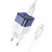 HOCO C131A Platinum PD30W+QC3.0 Girişli Hızlı Şarj Başlığı Ve Type-C To iPhone Lightning Kablo (Mavi) - 2