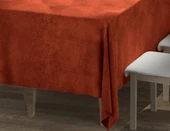 Kiremit Rengi Dikdörtgen, Kadife Dokulu, Dertsiz, Masa Örtüsü - 2