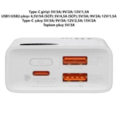 Baseus Adaman2 Digital Display 10000mAh 30W Powerbank Taşınabilir Şarj Cihazı VOOC Edition (Beyaz) - 2