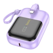 HOCO Q20 Fountain 10000mAh 22.5W+PD20W Dijital Göstergeli Kablolu Powerbank (Mor) - 1